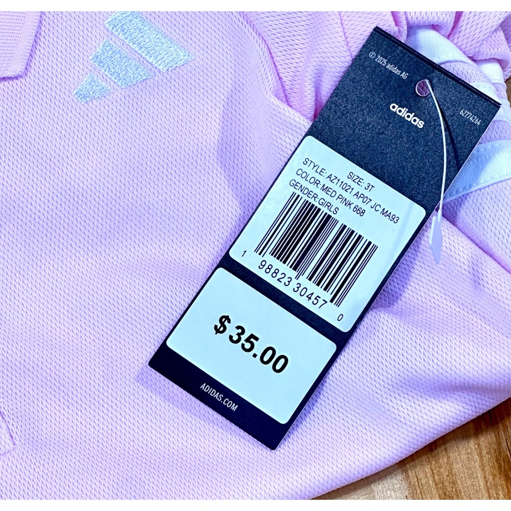 Adidas Polo Dress Kids 3T Pink New Ruffle Tiered Skirt Sporty AZ11021 - Picture 4 of 7